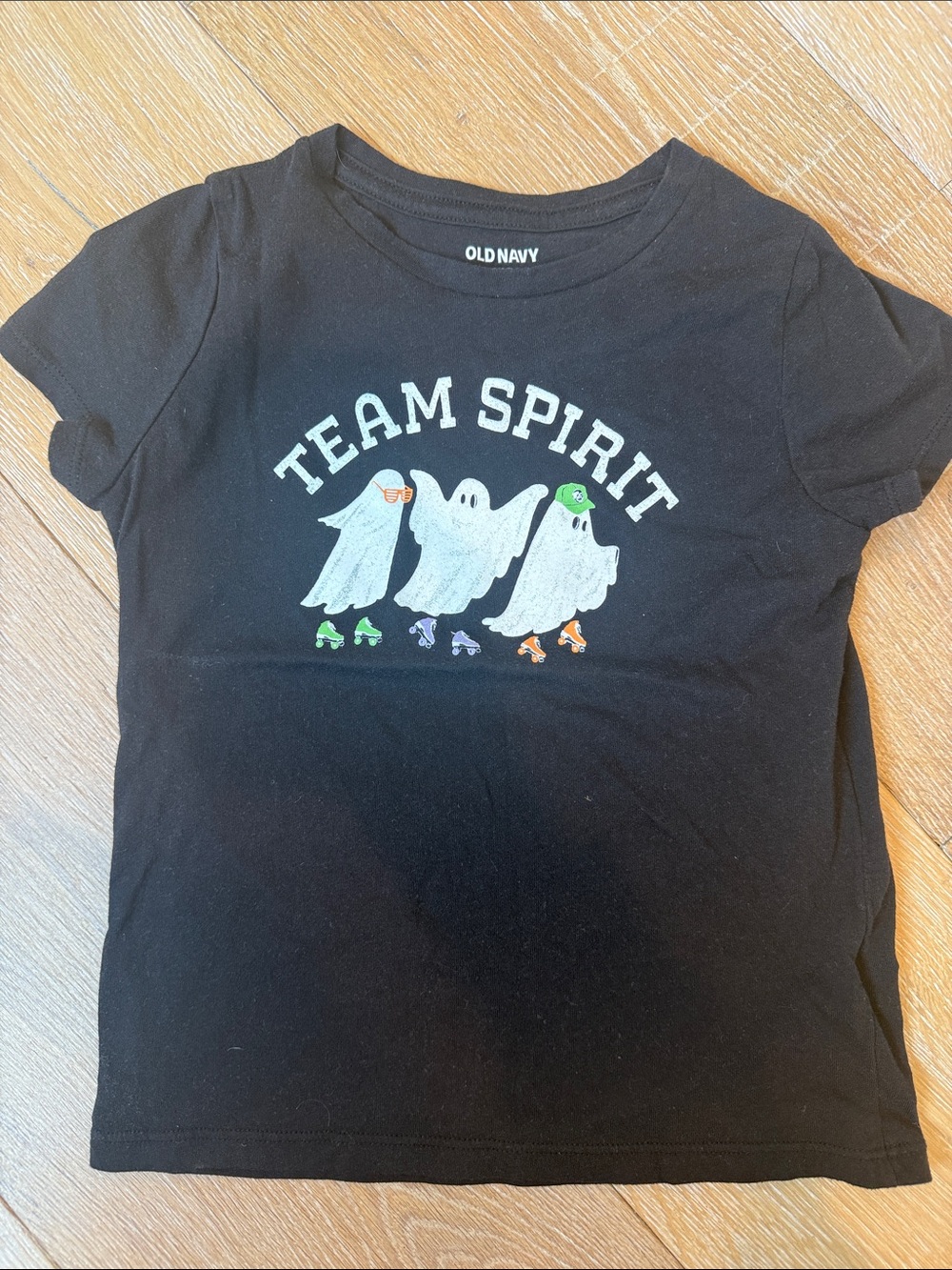 Old Navy Black Kids Tee with 'Team Spirit' Ghost Graphic